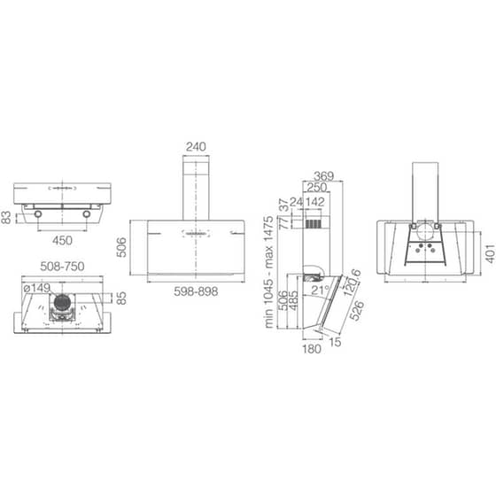 ELICA L'ESSENZA BL/A/60 60 cm Μαύρο Καμινάδα - Τζάκι Απορροφητήρας image 4
