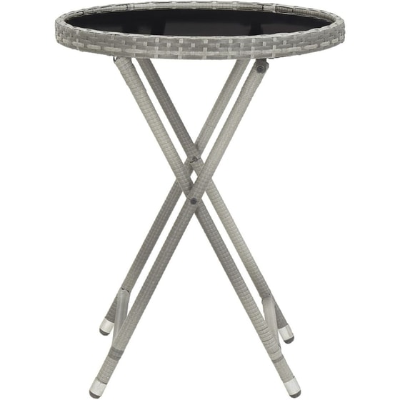 Σετ Επίπλων Bistro Κήπου VidaXL  από Συνθ. Ρατάν και Ψημένο Γυαλί 5Τμχ - Γκρι image 7