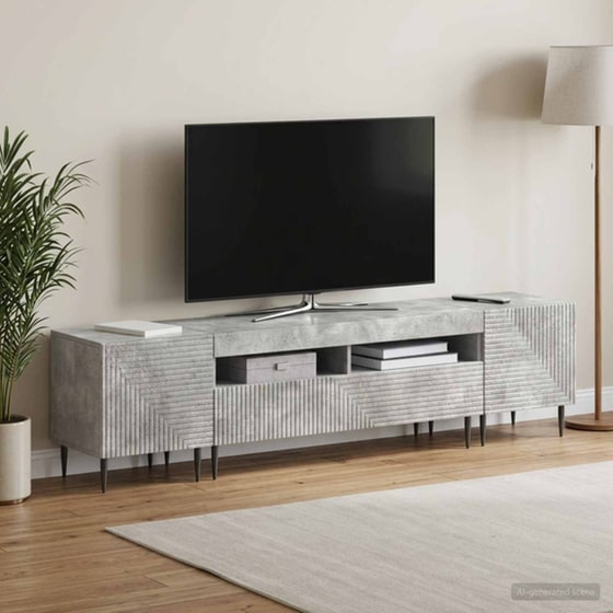 Έπιπλο Τηλεόρασης VidaXL με LED 3 τμχ 198 x 35 x 43 cm - Γκρι Σκυροδέματος image 2