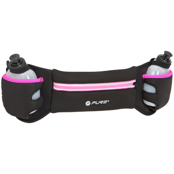 Τσαντάκι Μέσης/ Ζώνη Τρεξίματος Pure2Improve Neon Pink με 2 Φιάλες  - Μαύρο/ Ροζ image 2