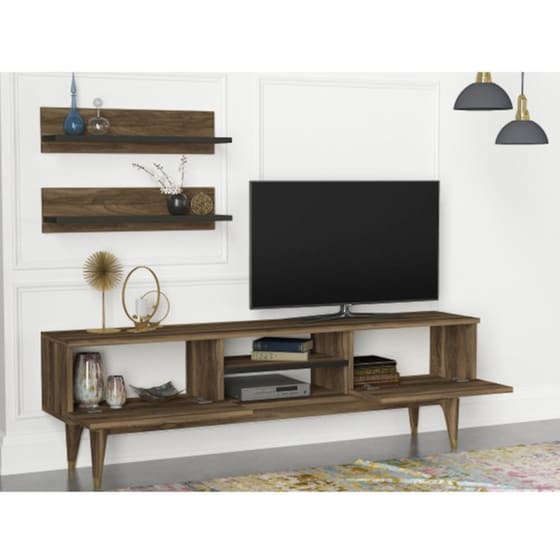 Έπιπλο Τηλεόρασης 24Mall Vince από Μοριοσανίδα 150x29.5x45.5 cm - Καφέ image 3