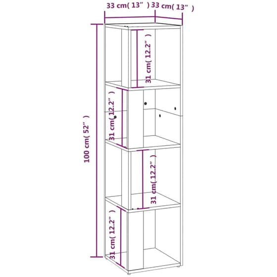 Ραφιέρα VidaXL Γωνιακή από Μοριοσανίδα 33x33x132 cm - Γκρι image 7