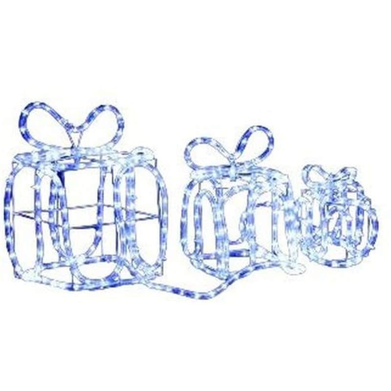 Χριστουγεννιάτικα Διακοσμητικά Κουτιά Δώρων από Πλαστικό 180 Led - Λευκά