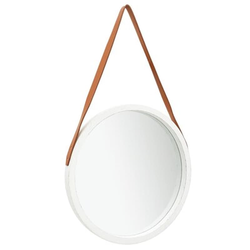 VIDAXL Vidaxl Καθρέφτης Τοίχου Με Λουρί Λευκός 50 Εκ.