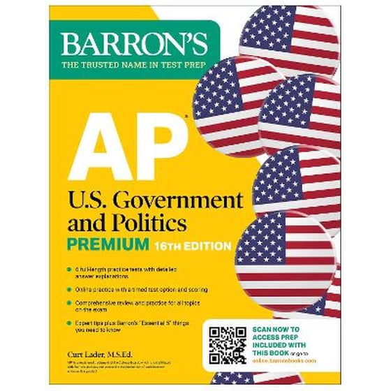AP U.S. Government and Politics Premium, Sixteenth Edition: Prep Book with 6 Practice Tests + Comprehensive Review + Online Practice (2026) image 0