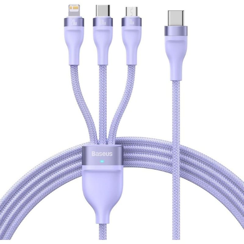 Baseus Καλώδιο CASS030205 USB-C/Lightning/micro USB σε USB-A 1.50m Μωβ