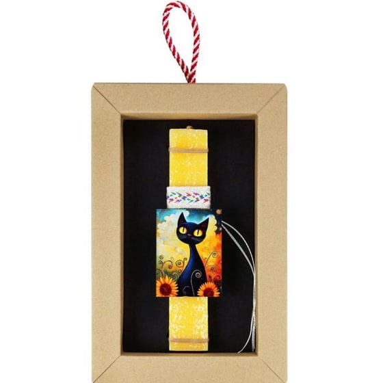 Λαμπάδα&nbsp;Synchronia&nbsp;Μαγνητάκι&nbsp;Γάτα&nbsp;με Ηλιοτροπία image 1