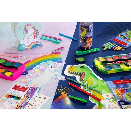 Ξυλομπογιές Ακουαρέλας Faber-Castell Metallic Fluo Δεινόσαυροι image 1