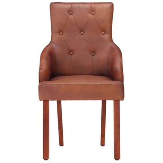 Καρέκλες Τραπεζαρίας Vidaxl από Γνήσιο Δέρμα Κατσίκας 4 Τμχ - Καφέ image 3