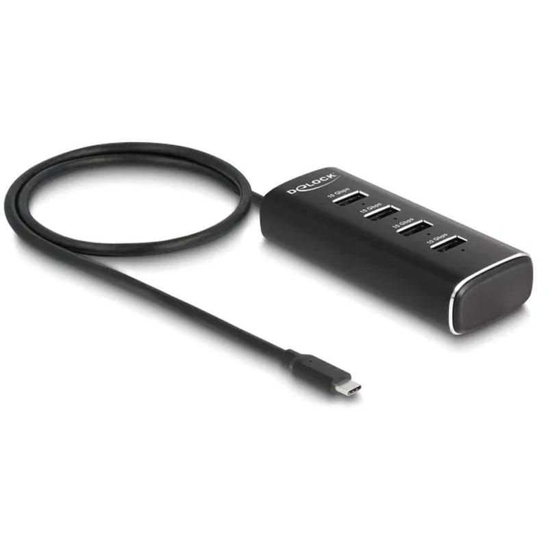 Delock Usb-c Hub 64233 Με Διακόπτες, 4x Usb Θύρες, 10gbps, Μαύρο
