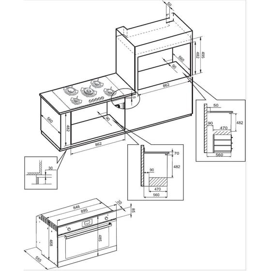 MONDIN FM98XF11DX 103 Lt Ασημί Εντοιχιζόμενος Φούρνος Άνω Πάγκου image 1
