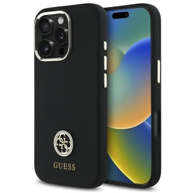 CG Mobile Θήκη Apple iPhone 16 Pro Guess 4G Metal Logo Strass - Μαύρο
