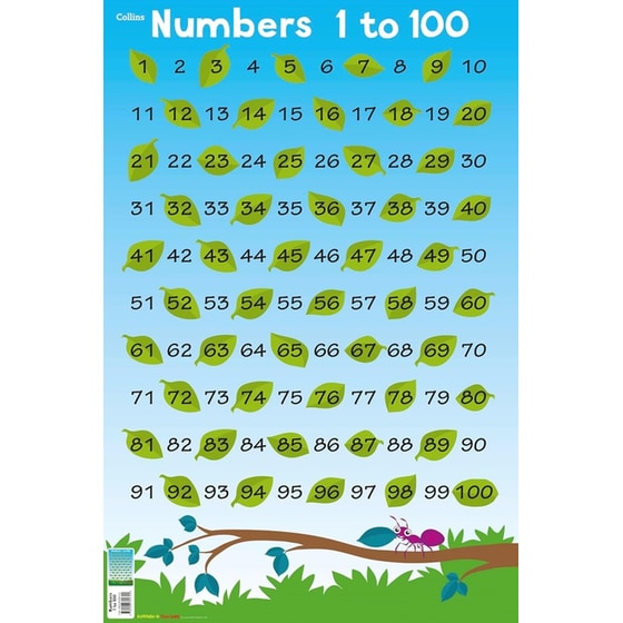 Collins Children’s Poster–Numbers 1 to 100 image 0