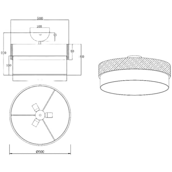 Trio Lighting Seasons Πλαφονιέρα Οροφής 50εκ. Καφέ με Ντουί E27 image 2