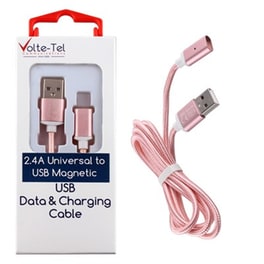 Καλώδιο δεδομένων Volte-tel Vcd08 Magnetic Braided Usb 2.4Α 1m - Rose Gold