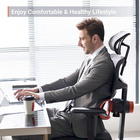 Καρέκλα Γραφείου/Gaming Eureka Ergonomic ERK-OC12-B από Ύφασμα Mesh - Μαύρη image 6