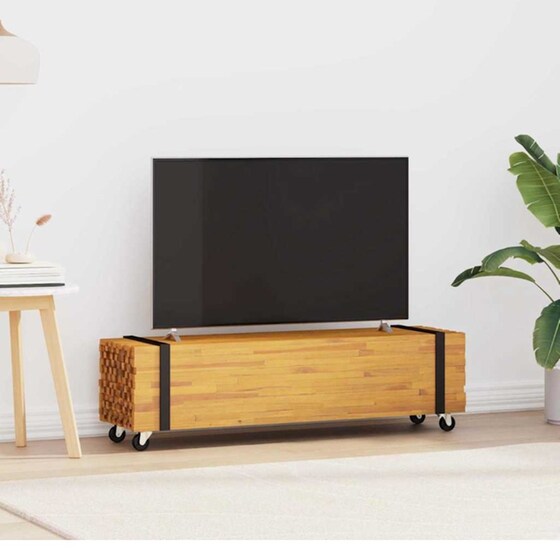Έπιπλο Τηλεόρασης VidaXL 110 x 30 x 30 cm - Καφέ Μασίφ Ξύλο Τικ image 1