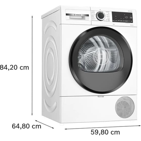 BOSCH WQG24201GR 9 kg με Αντλία Θερμότητας Λευκό Στεγνωτήριο Ρούχων image 9