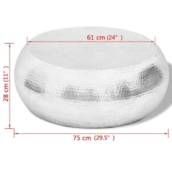 Τραπεζάκι Σαλονιού VidaXL Hammered από Αλουμίνιο 75x28cm - Ασημί image 3