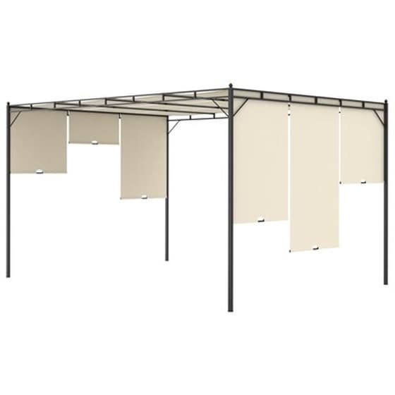 Κιόσκι Vidaxl με Κουρτίνα Ατσάλι 4x3x2.25m - Κρεμ image 5