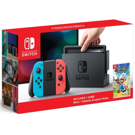 Nintendo Switch Neon Blue/Neon Red & Mario + Rabbids: Kingdom Battle image 0