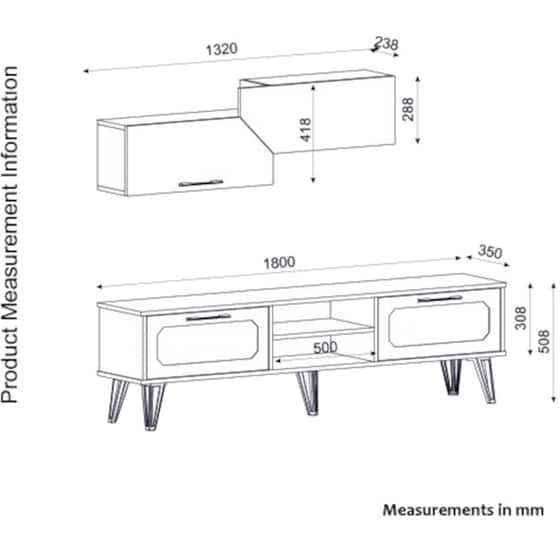 Έπιπλο Τηλεόρασης 24Mall Spargi από Μοριοσανίδα 180x35x50.8 cm - Καφέ/Μαύρο image 7