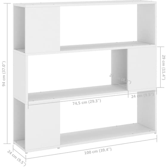 Βιβλιοθήκη VidaXL από Μοριοσανίδα 100x24x94 cm - Λευκό image 5