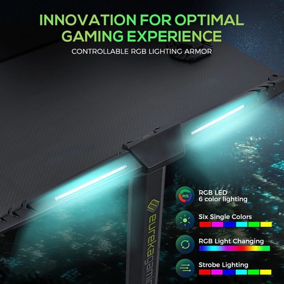 Γραφείο Gaming Eureka Ergonomic ERK-GIP-55B-V1 από Carbon Fiber 148.2x60cm  - Μαύρο image 6