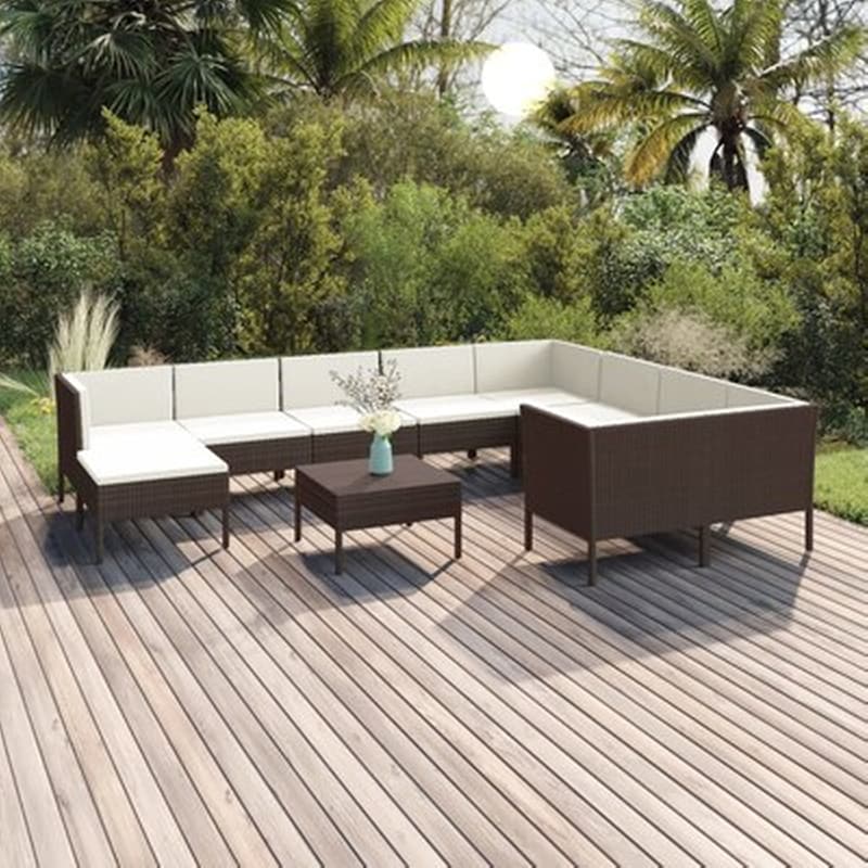 Σετ Σαλόνι Κήπου Vidaxl από Συνθετικό Ρατάν με Μαξιλάρια 11 Τμχ - Λευκό