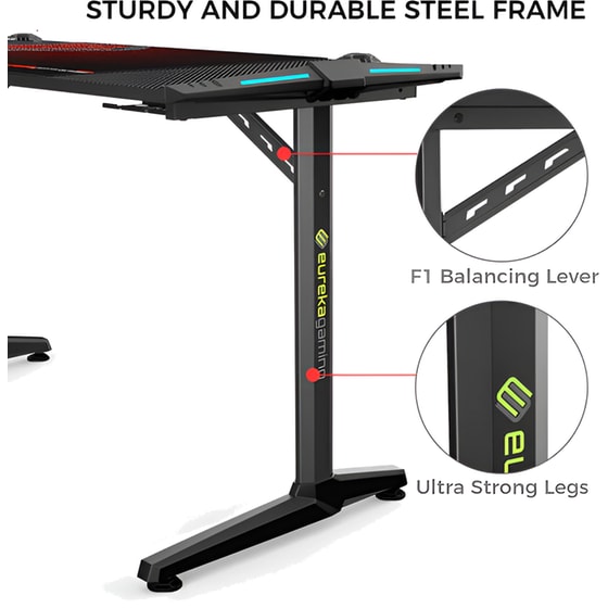 Γραφείο Gaming Eureka Ergonomic ERK-GIP-55B-V1 από Carbon Fiber 148.2x60cm  - Μαύρο image 3