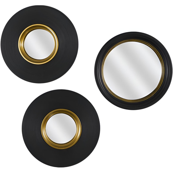 Σετ Διακοσμητικοί Καθρέπτες Home Deco Factory 25.5cm 3 Τμχ - Μαύρο/Χρυσό image 0