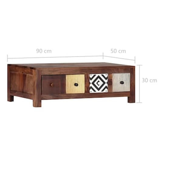Τραπεζάκι Σαλονιού VidaXL από Μασίφ Ξύλο Sheesham 90x50x30cm - Πολύχρωμο image 5