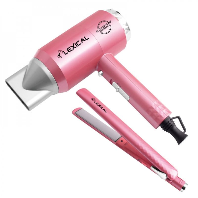 LEXICAL LGW-5810 Σετ Περιποίησης Σεσουάρ και Ισιωτικό Μαλλιών Ροζ