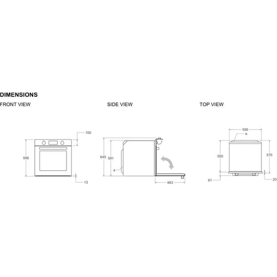 BERTAZZONI FMOD6117CTN3 76 Lt Μαύρο Εντοιχιζόμενος Φούρνος Άνω Πάγκου image 2