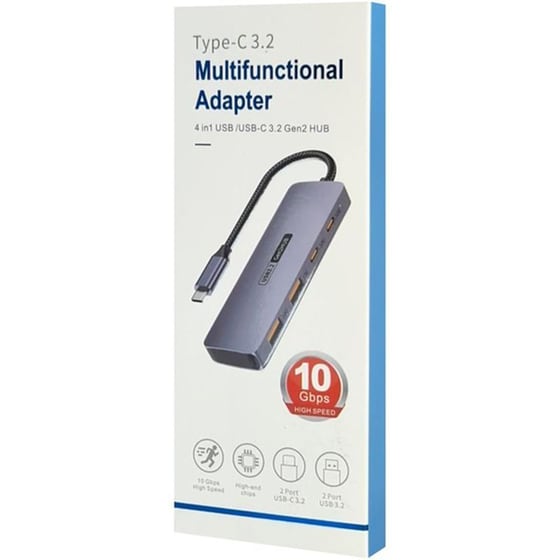 Powertech Usb Hub Cab-uc082, 4x Θυρών, 10gbps, Usb-c Σύνδεση, Γκρι image 2