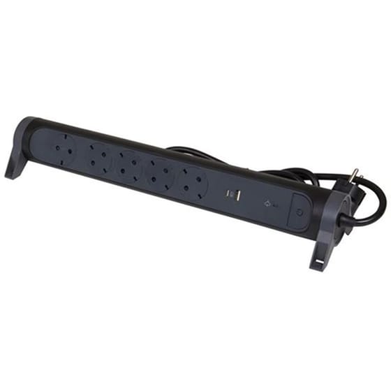 Πολύπριζο Legrand με Διακόπτη 5 θέσεων SPD Rotating 1.5m - Black/Grey image 0