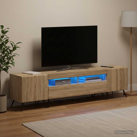 Έπιπλο Τηλεόρασης VidaXL BREDA με LED 3 τμχ 198 x 35 x 43 cm - Sonoma Δρυς image 2