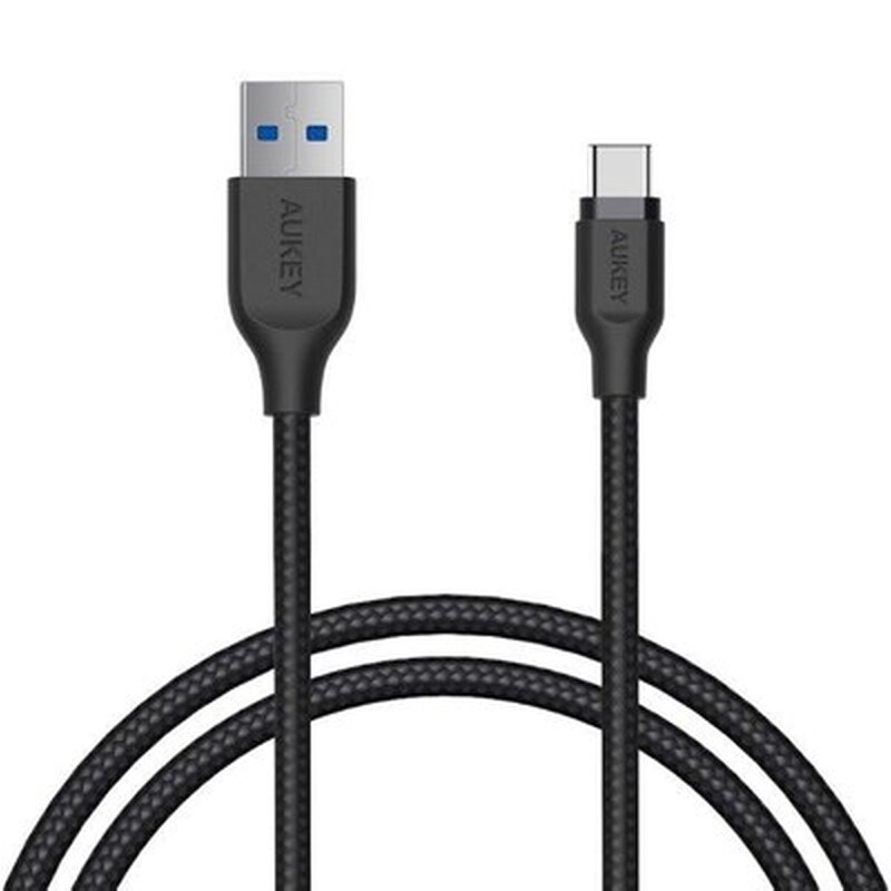 AUKEY Καλώδιο δεδομένων Aukey Cb-ac1 Braided Usb to Usb-C 1.2m - Black