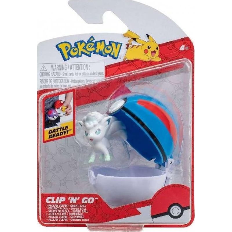 JAZWARES Φιγούρα Jazwares Pokemon Clip n Go - Great Ball With Alolan Vulpix (5cm)