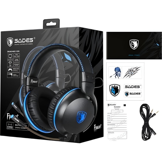 Sades Fpower Gaming Ενσύρματα Ακουστικά 3.5mm - Μαύρα/Μπλε image 5