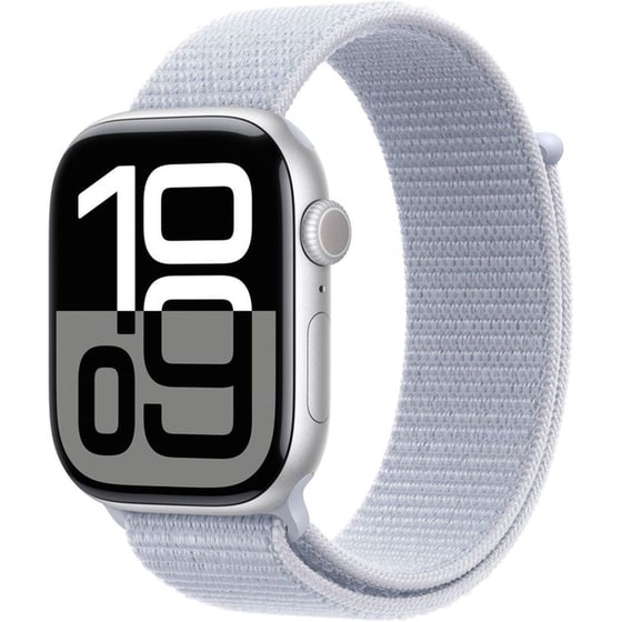 Apple Watch Series 10 GPS 46mm Silver Aluminium Case with Blue Cloud Sport Loop image 0