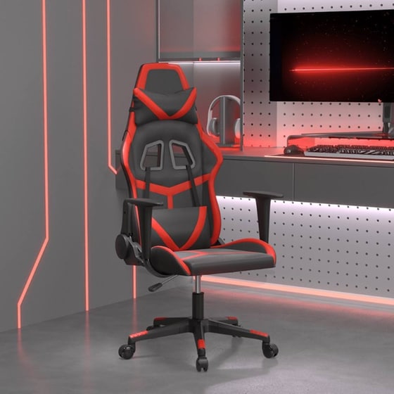 Καρέκλα Gaming VIDAXL 345424 με Ρυθμιζόμενα Μπράτσα από Τεχνητό Δέρμα - Μαύρο / Κόκκινο image 10