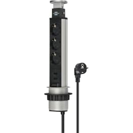 Πολύπριζο Brennenstuh Tower Power 3 Θέσεων με USB 2m - Μαύρο