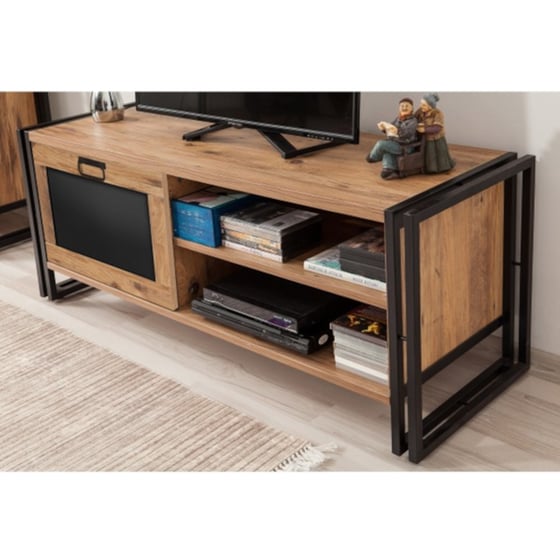Έπιπλο Τηλεόρασης 24Mall Cosmo Atlantic Pine από Μοριοσανίδα 130x45x50 cm - Μαύρο/Μπεζ image 3