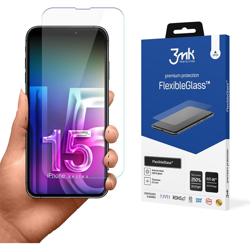 Προστατευτικό οθόνης Apple iPhone 15 Plus - 3mk Flexible Tempered Glass 0.3mm 7H