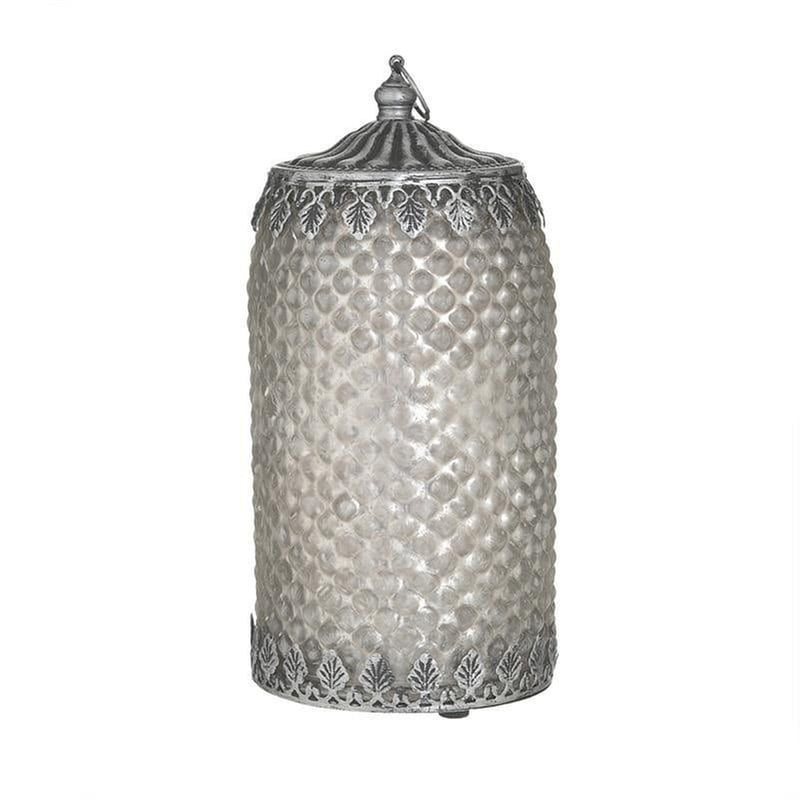 INART Φανάρι Led με Μπαταρία Inart 3-70-912-0173 Γυάλινο Φ10x20 cm - Ασημί