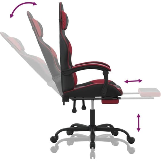 Καρέκλα Gaming VIDAXL 349586 με Υποπόδιο από Τεχνητό Δέρμα - Μαύρο image 8