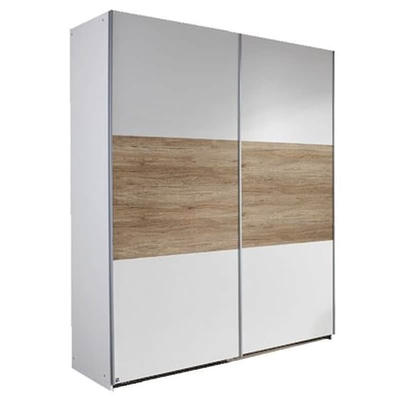 WELHOME Ντουλαπα 2φυλλη Συρομενη Sanremo Oak Light - Alpine White