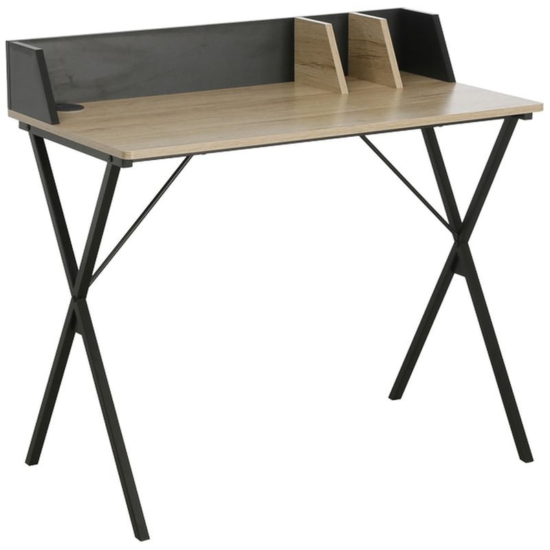 PAKOWORLD Γραφείο Εργασίας Zervan Pakoworld Μελαμίνη Σε Φυσική-μαύρη Απόχρωση 90x50x85εκ – 225-000048