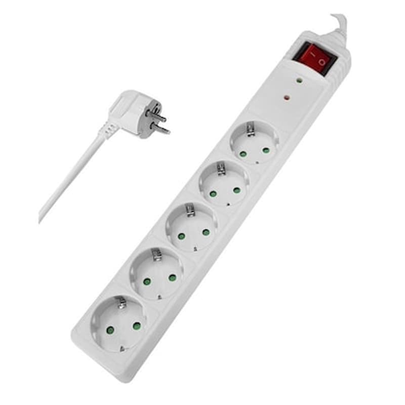 POWERTECH Πολύπριζο Ασφαλείας Powertech Pt-882 5 Θέσεων 3m - Λευκό